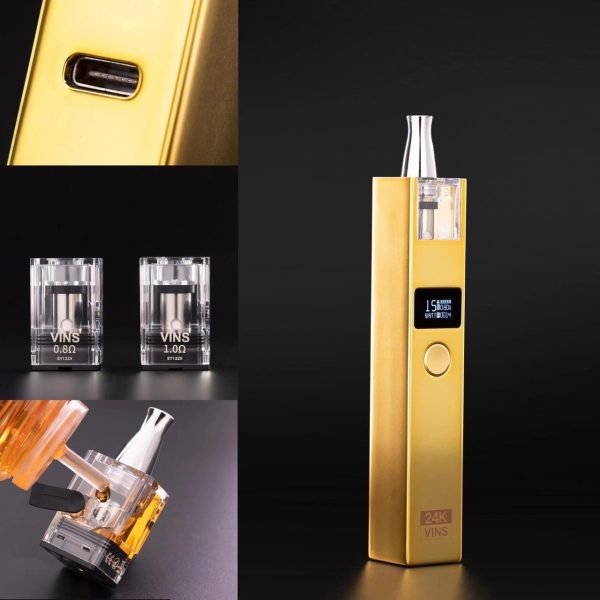 【小煙套組】VINS 24K小金條 18K小銀磚 30W 鋅合金材質 0.8-1.0Ω空倉：圖片 3